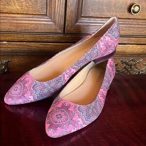 Talbots Elegant Pink Paisley Women's Flats Pointed Toe